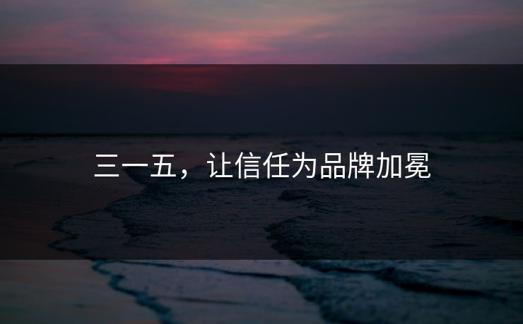 三一五，让信任为品牌加冕