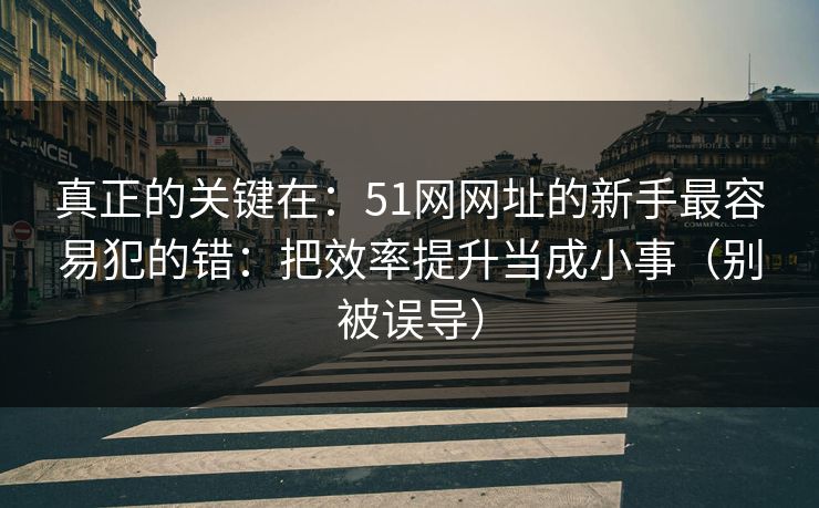 真正的关键在：51网网址的新手最容易犯的错：把效率提升当成小事（别被误导）